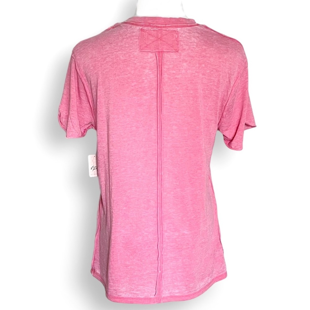 FREE PEOPLE WE THE FREE BELLA TEE PINK SPICED CORAL TEE SHIRT TOP OVERSI… - Picture 4 of 16